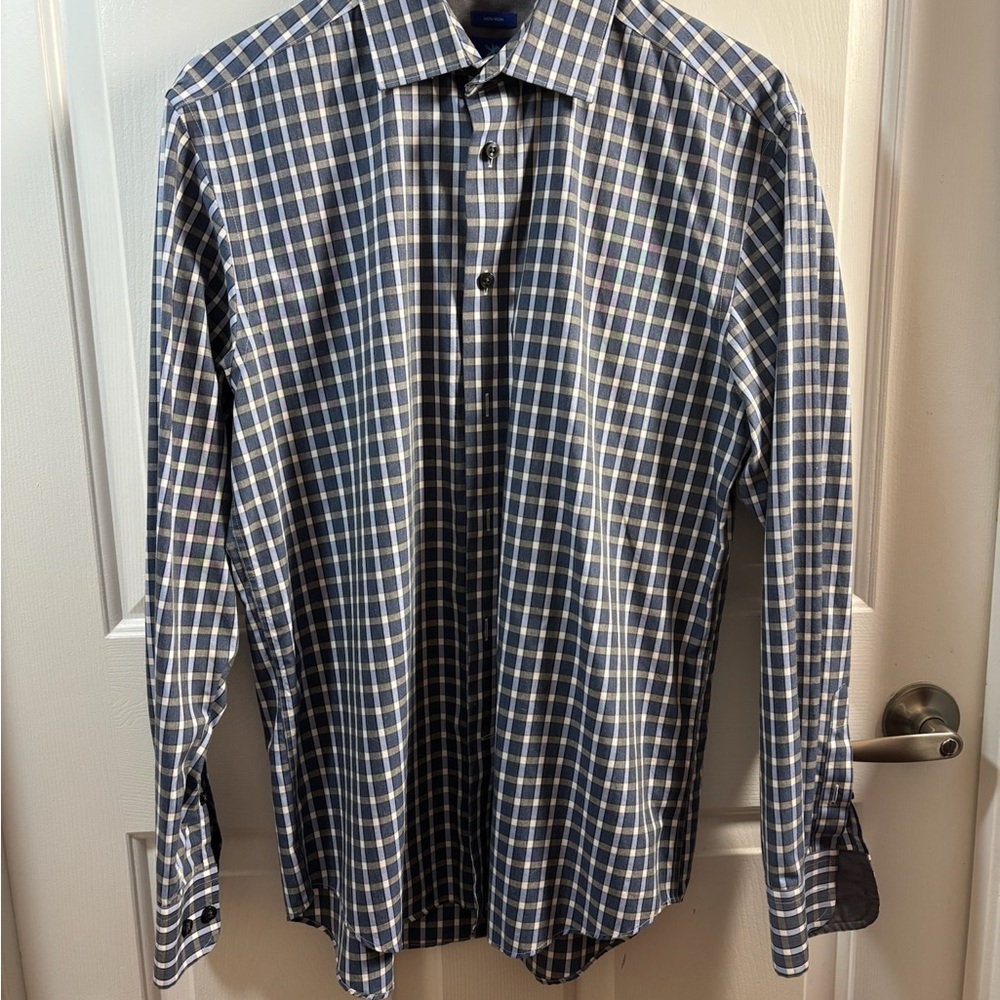 Egara Blue and White Casual Button Down Shirt